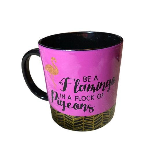 "BE A FLAMINGO IN A FLOCK OF PIGEONS", JUMBO, Ceramic Coffee Cup / Mug, VINTAGE - Picture 2 of 5